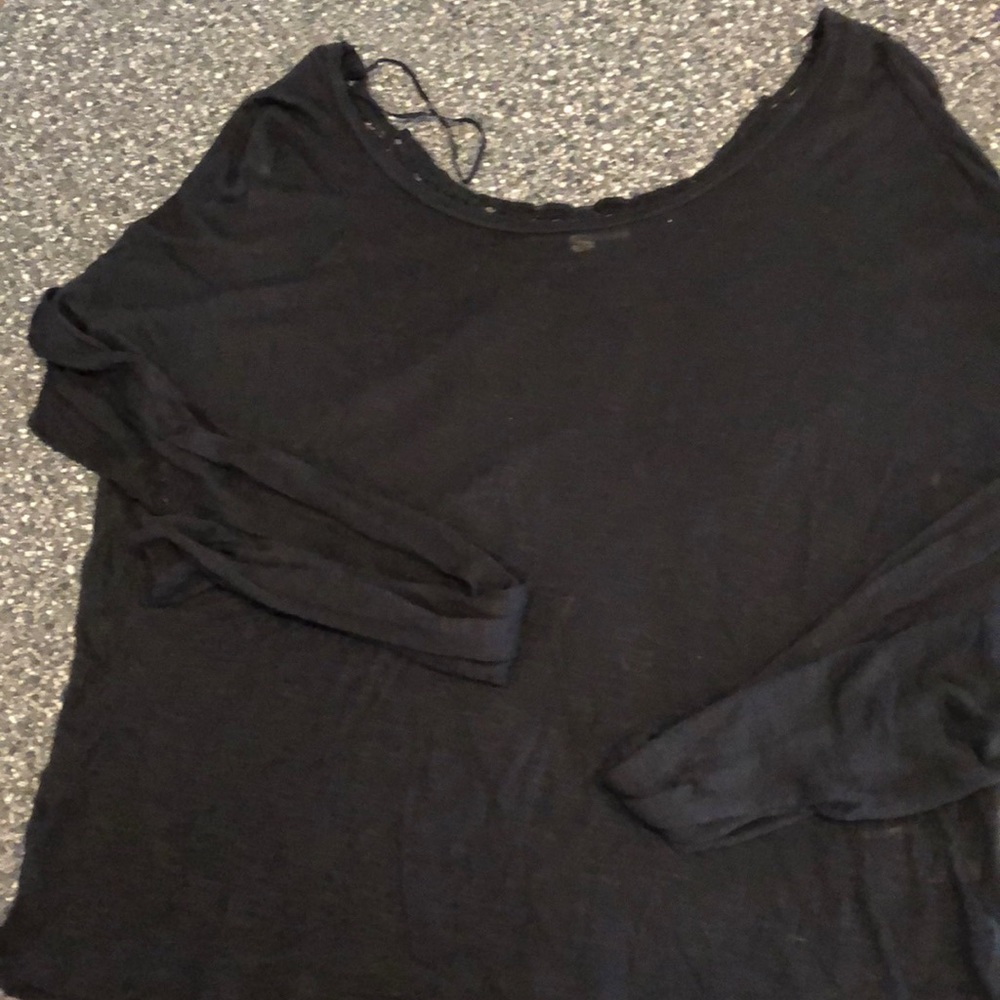 Lace back black top
